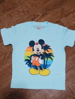 Disney Light Blue Mickey Mouse Sunset Graphic Tee